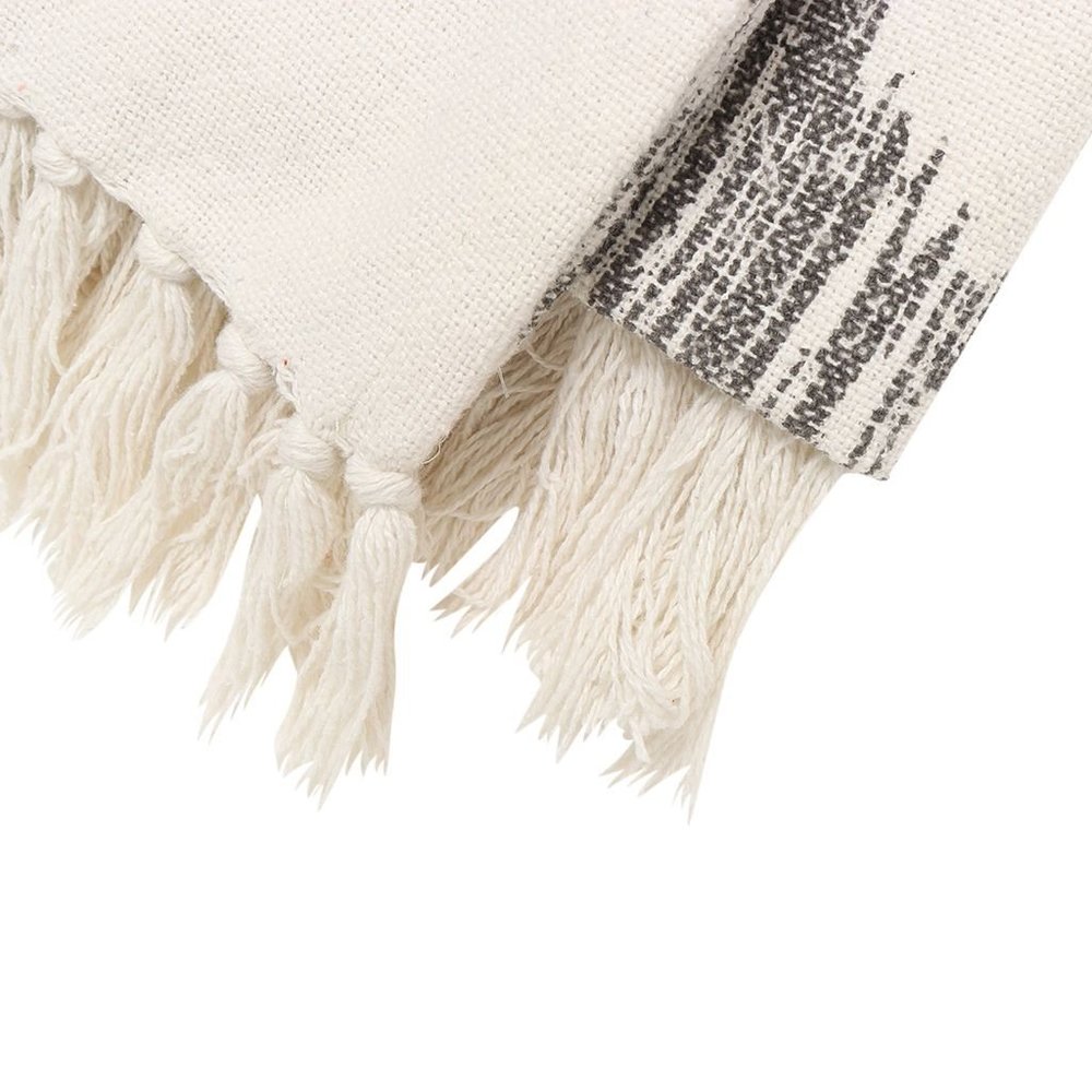 Natural 100% Cotton Throw with Tassels NWT - Picture 2 of 2